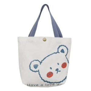 Biodegradable Personalised Cartoon Color Natural Cotton Hand Carry Shopping Bag