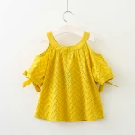 BKD children summer tops baby girl off shoulder t-shirt kids soft cotton sweater tops