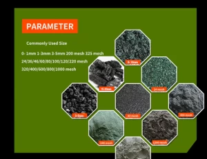 Black and green silicon carbide grit powder 1200 - 400 mesh silicon carbide powder with fine powder
