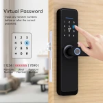 Black color smart door lock unlock door lock by smart phone