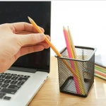 Black Desk Office Pen Organizer square Table Metal Wire Mesh Pencil Cup Pen Holder
