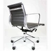 black leather middle back ribbed office chair