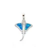 Blue Opal Stingray charm Pendant Sterling Silver-Sea Animal Hawaiian Ocean jewelry Cute Gift