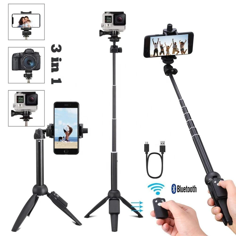 Bluetooth Remote Selfie Stick Tripod Monopod