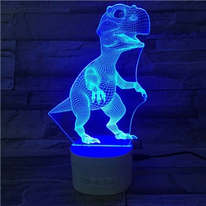 Bluetooth Speaker 3d Lamp Illusion Smart Touch Base Led Night Light With Color Lights