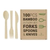 BM100 100pcs/box bamboo eco-friendly compostable cutlery sets, family reusable tableware- knife fork spoon