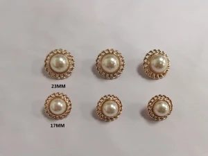 Button Factory Wholesale High Quality Decorative Flowers Sewing Button Gold Metal Pearl Shank Buttons For Clothes