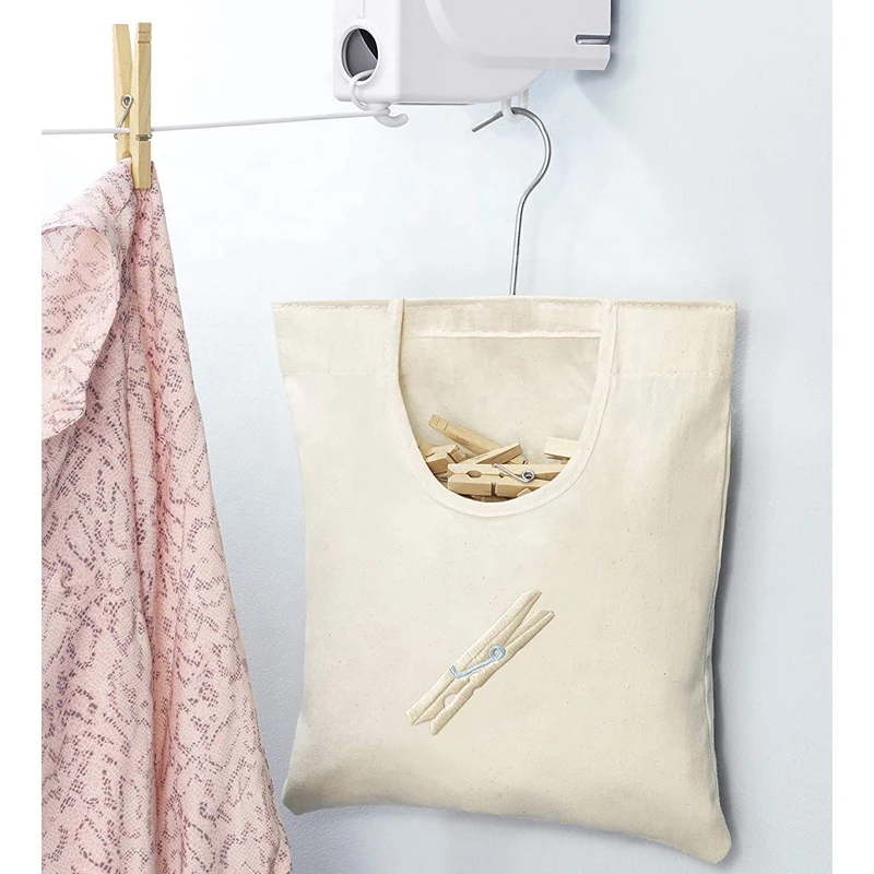 Canvas Clothespin Bag Hanging Storage Organizer