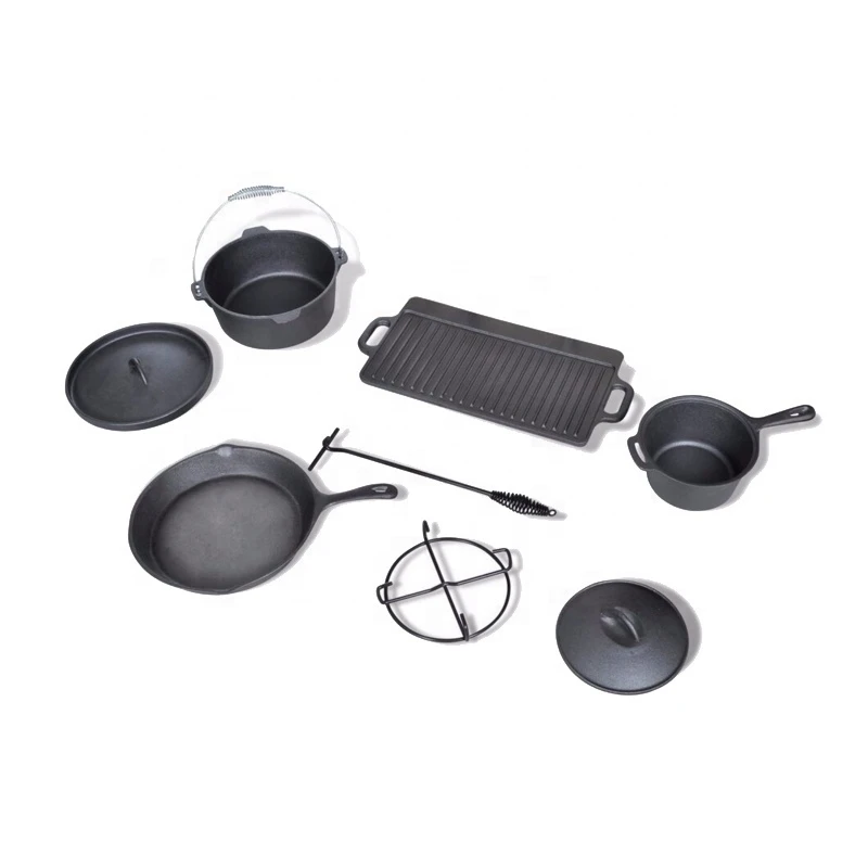 Cast Iron cookware set bbq dutch, cast iron camp oven, camping cooking utensil