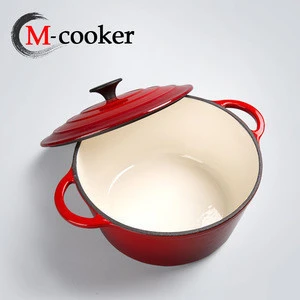 Cast iron round soup pot enamel stock pot with loop handle
