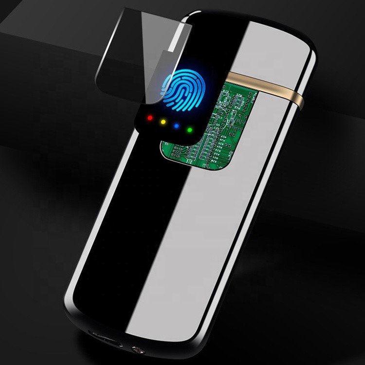 CE certified windproof fingerprint finger sensor touch induction rechargeable electronic cigarette lighter usb electric with led