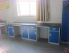 central lab bench for chemistry /steel and wooden frame chemistry bench