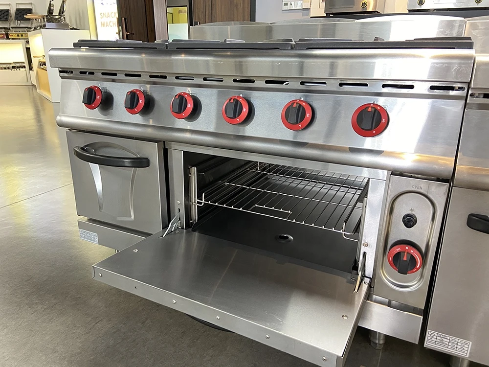 Centre Grace Floor Type Kitchen Induction 6 Burners Gas Cooking Range With Gas Oven