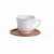 Import Chaozhou factory embossed porcelain mug/cup set white turkish espresso coffee cups with bamboo saucers from China