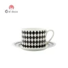 Cheap Geometric Pattern Coffee Cups Ceramic Mug With Saucer Set For Drinkware