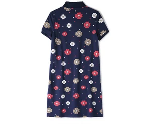 Cheap Wholesale Jersey Women Summer Dress Fasion Printing Casual Straight Polo Collar t shirt