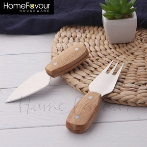 cheese knives and fork cheese tools in wooden handle
