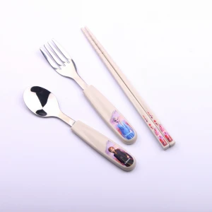 Children cutlery Set in a case Spoon Fork And Chopsticks Flatware Set gift set