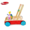 Children  educational wooden boys girls wooden activity baby walker toy with blocks and rattles