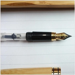 China factory custom branded wooden grain electroplating fountain pen with gift packaging