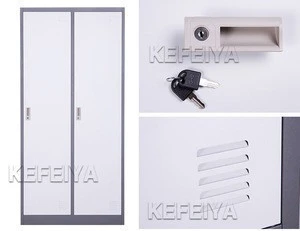 China Factory Price Metal Clothes Cabinet 2 Door Wardrobe With Mirror Steel Cupboard Designs Bedrooms