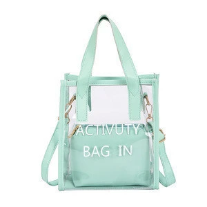 China factorybeach bags summer hot sale Transparent PVC tote bag women messenger bag