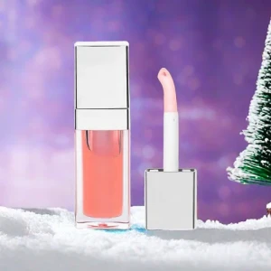 ChristmasFestival 10ml Large Volume Luxury Silver Square Lip Gloss Tube Empty Lip Glaze Container with Brush Wand