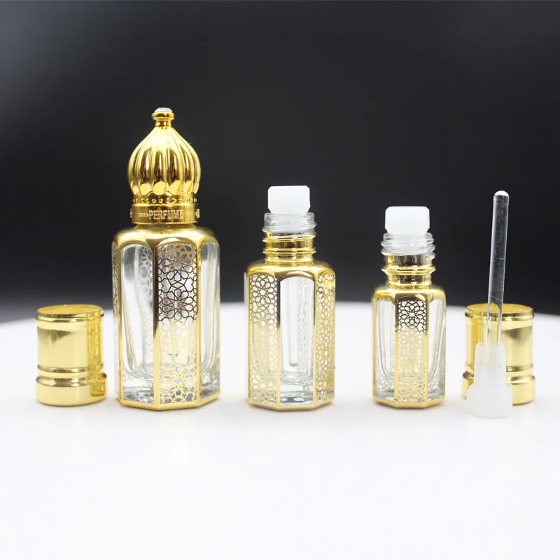 CJ-2021 New Design Wholesale Attar Mini 3ml 6ml 12ml Glass Essential Oil Bottles Empty Crystal  Perfume Bottles