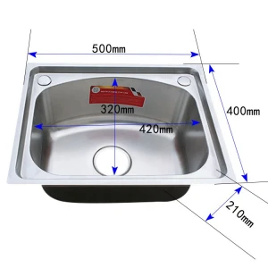 Commercial 304 sink apartment kitchen stainless steel single basin