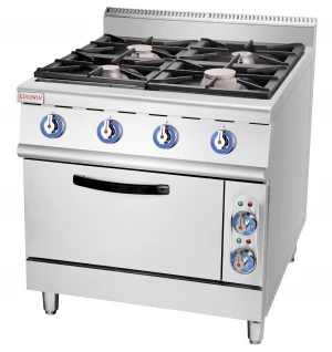 Commercial hot plates cooker kitchen/restaurant round gas range with 4-burner & oven