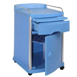 Convenient And Large Capacity Easy Movable Hospital Storage Abs Bedside Table Cabinet With Castors Kettle Base