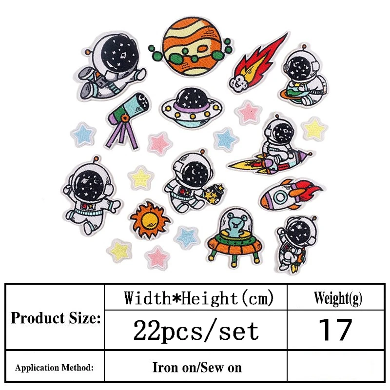 Cotton color cartoon astronaut embroidery fabric patch space microchapter flying saucer label clothing patch