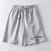 Cotton French terry  Shorts Elastic Waist  Shorts Drawstring with Pockets  printed Letter Sweat Womens Shorts