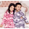 Cozy warm printed terry flannel pajamas set coral fleece sleep wear for unisex kids