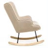 Cream Fabric relaxing Rocking Chair Comfortable Arm Chair Home use Accent chaise sillas