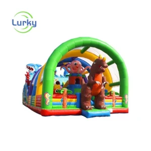 Custom Cartoon Inflatable Obstacle Course Kids Fun City With Model Party Jumping Bounce House