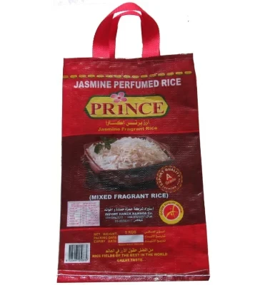Custom Color Print PP Woven BOPP Laminated Rice Bag with Handle