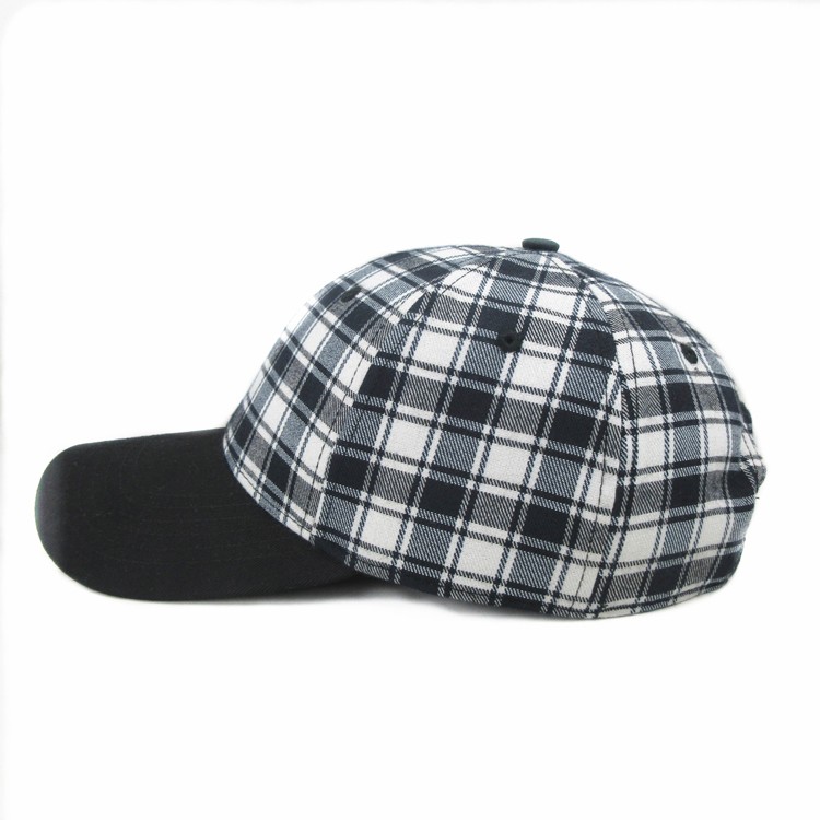 Custom Colorful Blank Polyester Plaid Baseball Caps Hats Wholesale