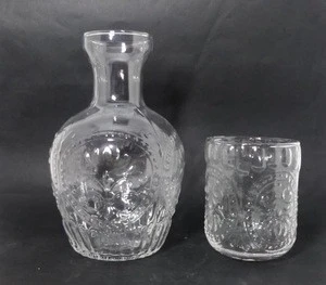 custom hand blown cheap clear wine glass carafe with cup set