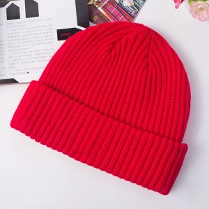 Custom High Quality 100% Acrylic Cheap Custom Winter Hats Knitted Beanie Knitted Hat