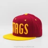 Custom High Quality Two-Tone Snapback Cap Maroon and Yellow Cotton Wool Fabric 3D Raised Embroidery Flat Bill Baseball Caps