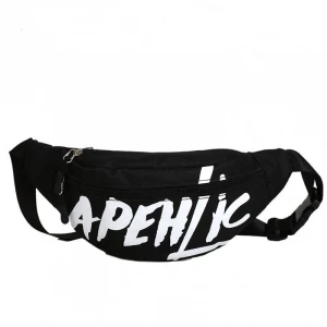 Custom logo acceptable wholesale fashion adjustable belt travel sport unisex canvas fanny pack waist bag