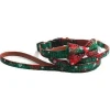 Custom logo luxury adjustable Snowflake pet traction rope christmas bow dog lead collar set