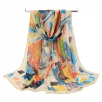 Custom Printed Chiffon Silk Fabric Scarf Sunscreen Print Scarf