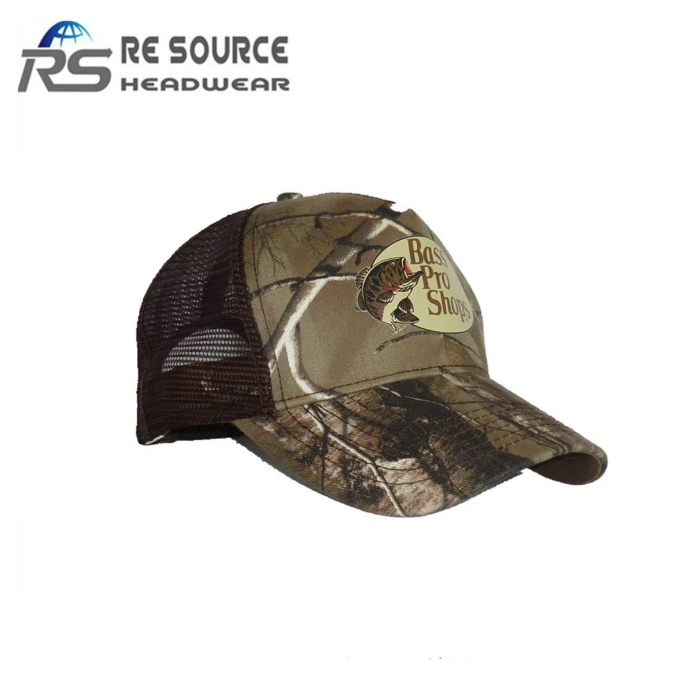 custom printed embroidered mesh camo trucker cap for hunting