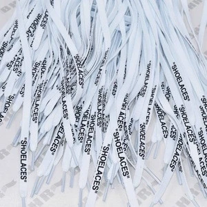 Custom Text Printed Shoe Laces Swap Font Flat Cotton Design Shoelaces off white shoelaces