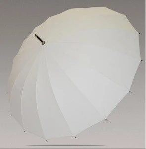Custom Women Long Straight Wind-resistant White Umbrella