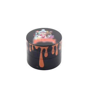 Customize 40mm Four Layers Zinc Alloy Metal Cookies Logo Pattern Tobacco Dry Herb Grinder
