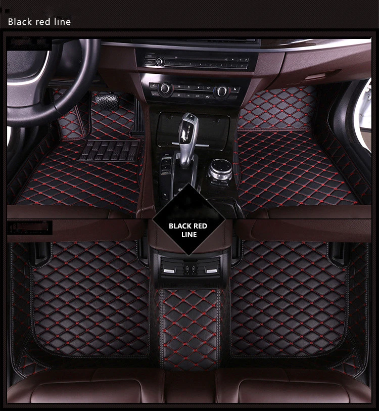 Customized 3D 5D Three-dimensional Cutting Car Mat Full Wrapped High Quality Faux Leather Car Floor Mat for five seats