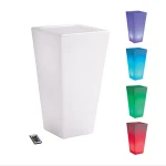 Customized-free modern led plastic lighting tall glow solar illuminated garden planter